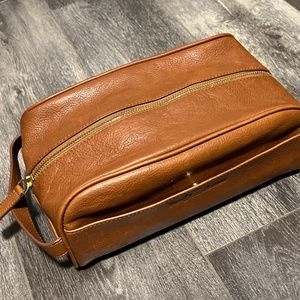 Polo Ralph Lauren Pebbled Leather Shaving Kit Brown Toiletry Bag Dopp Shave Kit